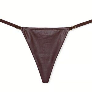 Victoria's Secret Faux Leather Adjustable V-String Panty Brown